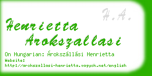 henrietta arokszallasi business card