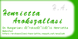 henrietta arokszallasi business card